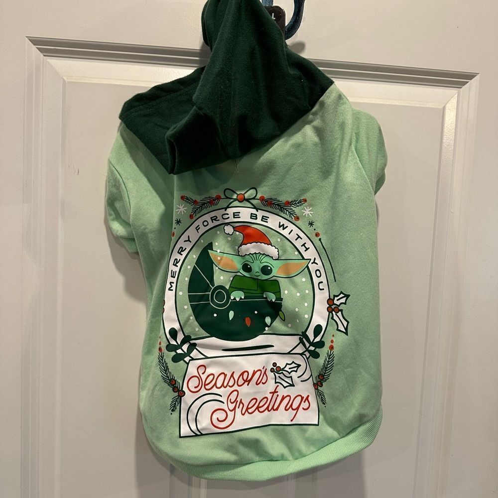 Green Dog Hoodie with Holiday Design